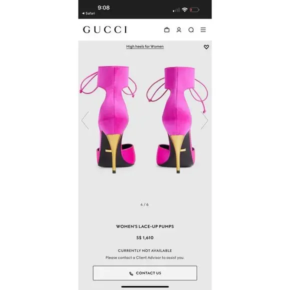 New GUCCI WOMEN'S HIGH HEEL PUMP In Fuchsia Satin retail $1050 - Picture 4 of 5